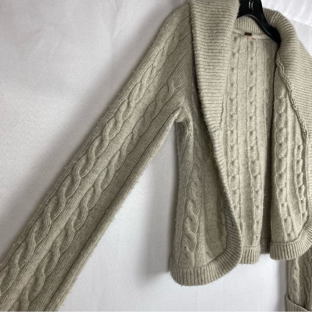 Free People Large Tan Cable Knit Cardigan - Picture 3 of 7